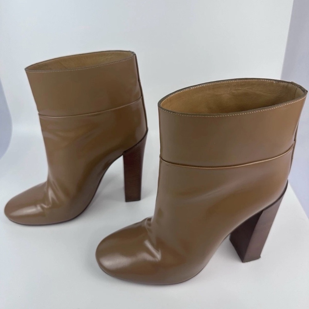 Chloe Tan High Heel Ankle Boots Size 39 Made In Italy